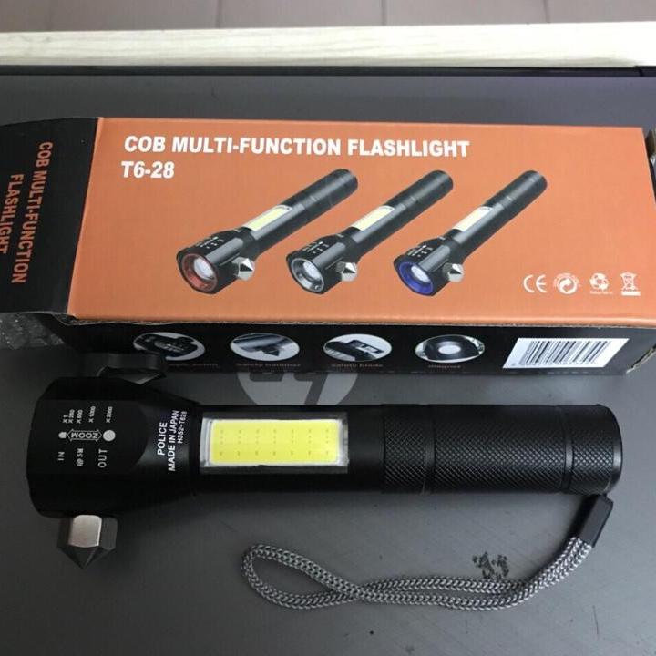 [HCM]Đèn pin sạc đa chức năng kim búa phá kính cao cấp mới nhất 2019 - Đèn pin police siêu sáng giá rẻ
