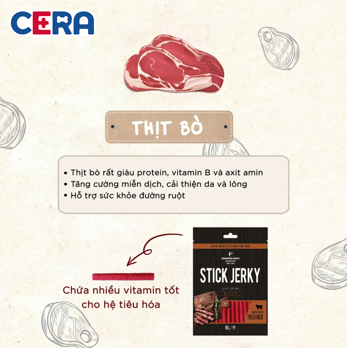 Snack Thịt Bò Que Cho Chó - Beef Jerky 90g