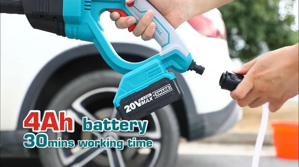 [HCM]Máy xịt rửa xe dùng pin Lithium 20V Total TPWLI20084 ( Kèm 1 pin 20V 4.0A/h + 1 đế sạc nhanh )