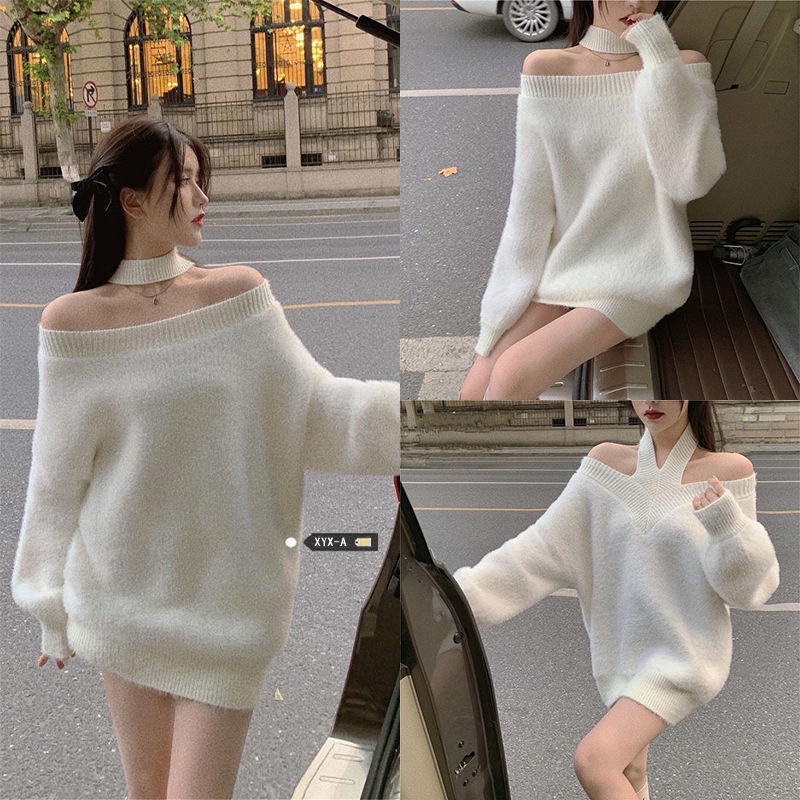 Áo Len Nữ Trễ Vai Mặc Được 2 Kiểu Cực Xinh Phong Cách Ulzzang Hàn Quốc |  Lazada.Vn