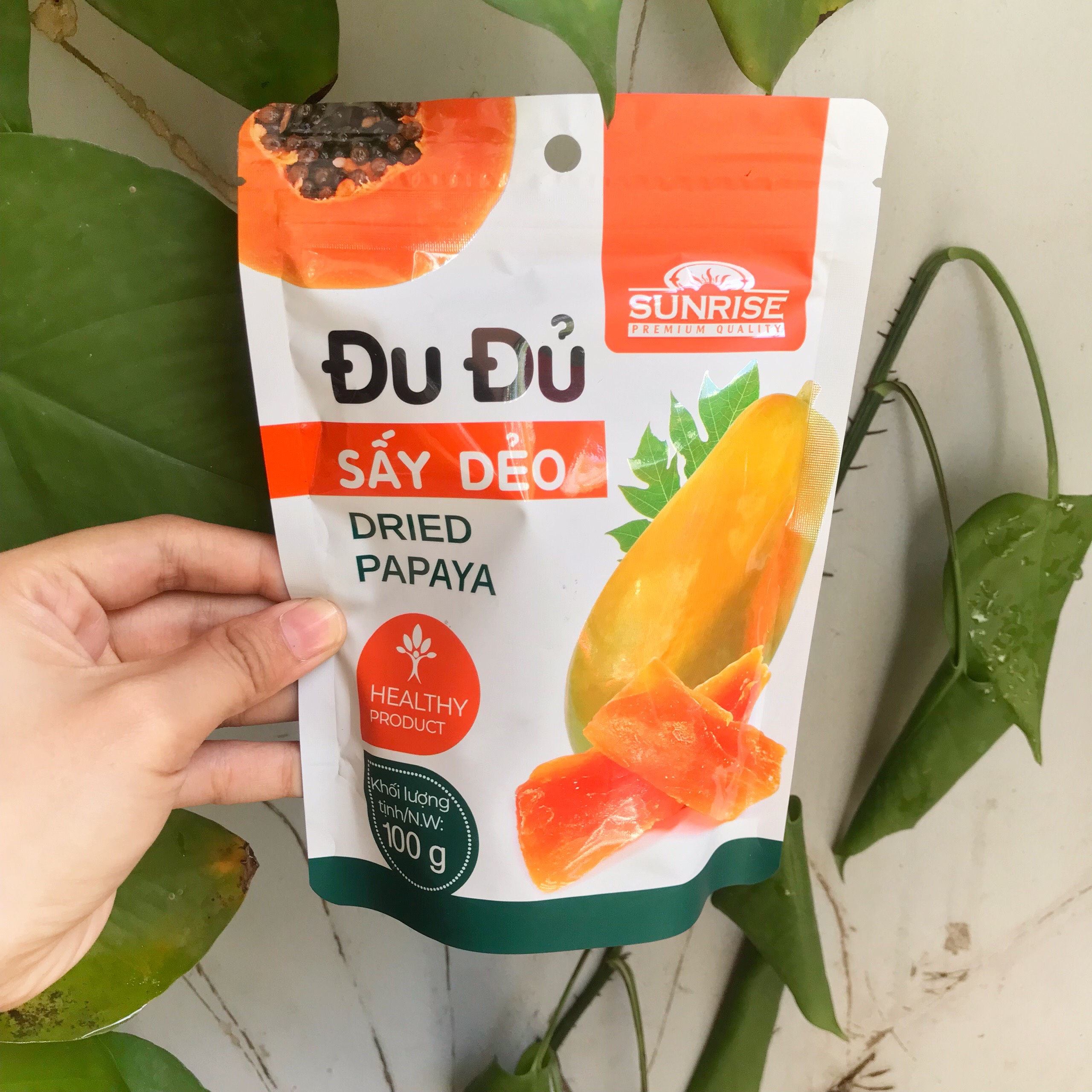 Đu Đủ Sấy Dẻo Sunrise Dried Papaya (Túi Zip 100g)