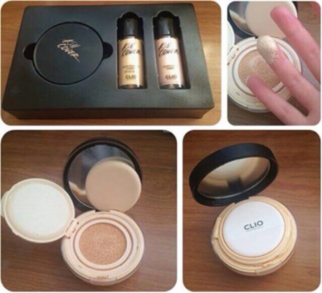 Set Kem nền Clio Kill Cover Liquid Founwear Cushion + Kem lót Highest Wear Primer