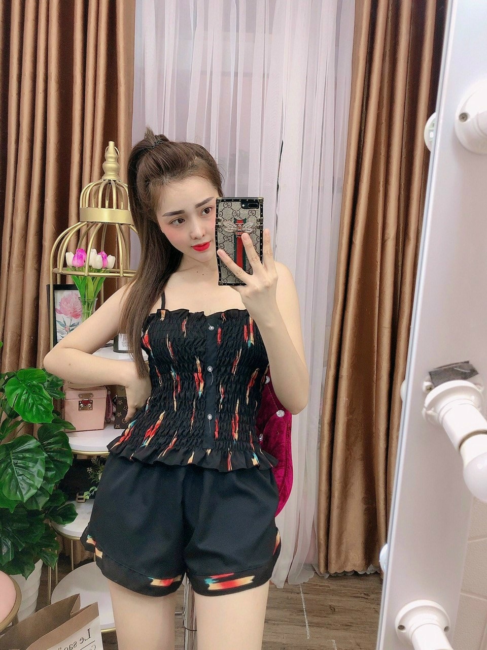 Set đồ bộ mặc nhà Hoa nhí cực xinh Lụa hàn