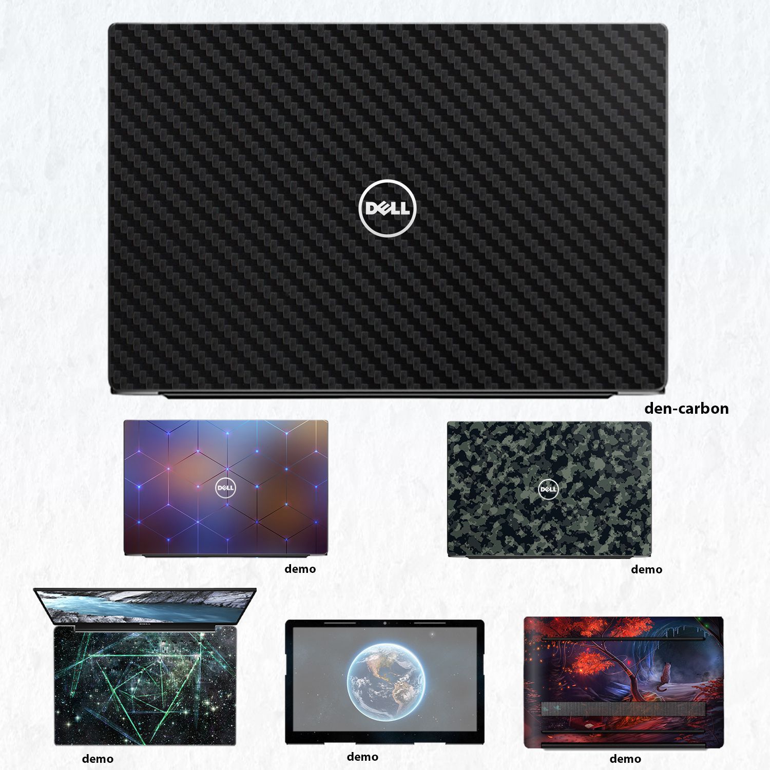 Decal Skin dán Laptop Dell mẫu đen carbon (inbox mã máy cho shop)