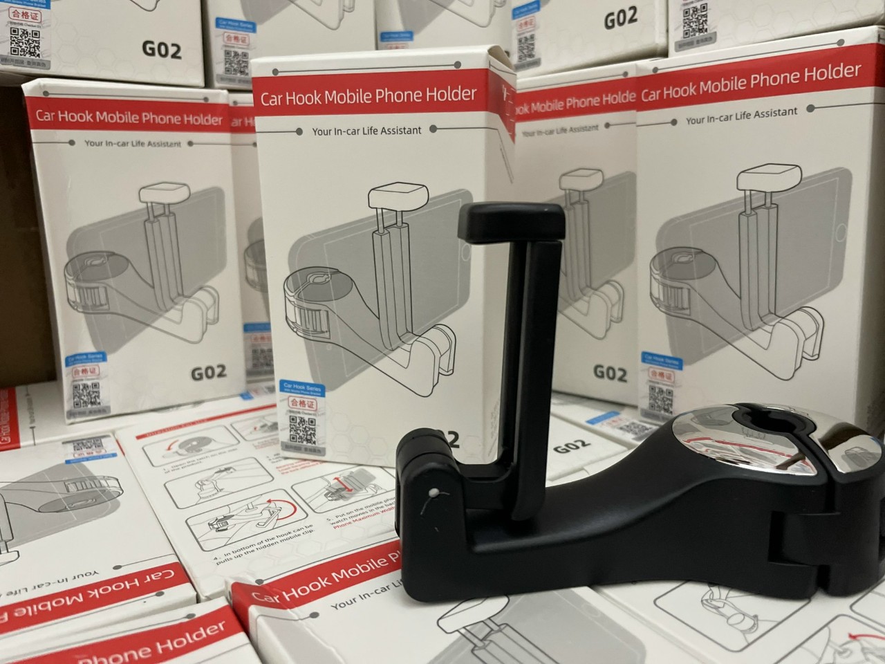 Móc Treo Đồ Kết Hợp Kẹp Điện Thoại Vai Ghế Ô Tô Mobile Car Hook