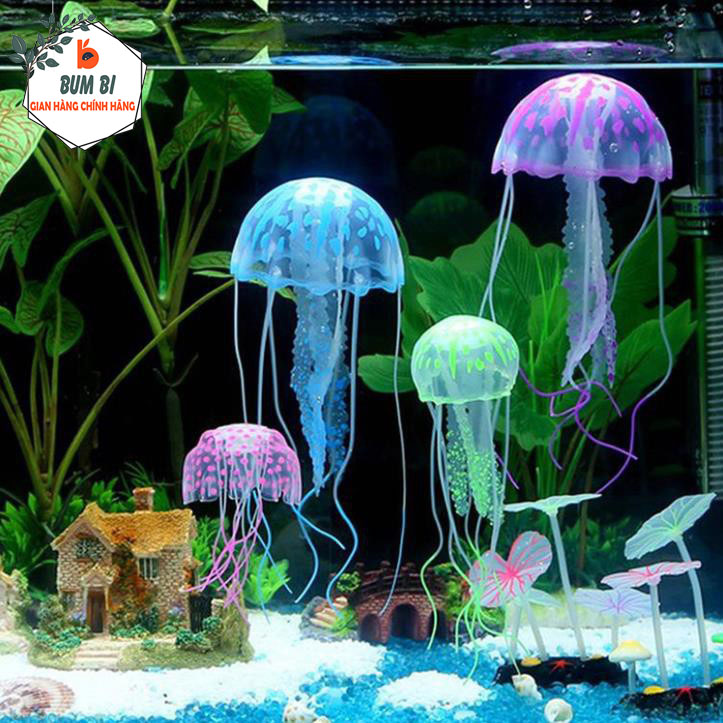 Sứa giả trang trí bể cá cảnh, trang trí hồ cá mini phát sáng nếu tiếp xúc với đèn hồ cá - BUMSTORE