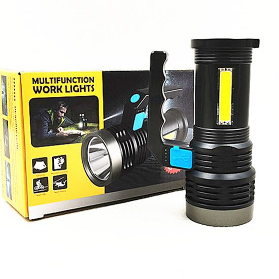 (kèm dây sạc ) Đèn pin sạc Work lights cam tay có 2 chế độ đền pin và đèn cạnh siêu sáng - đèn pin mini - den pin cam tay - đèn bão