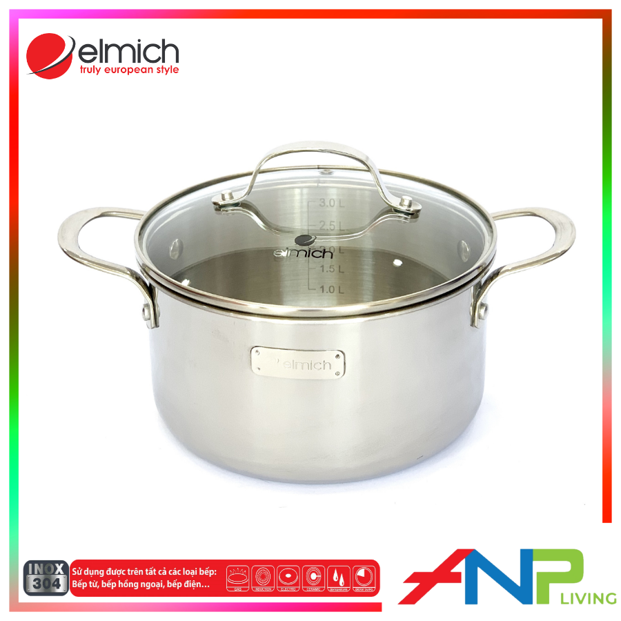 Nồi INOX 3 Lớp Đáy Liền ELMICH Tri-Max (EL-3731, EL-3732, EL-3733, EL-3734, EL-3735, EL-3736)