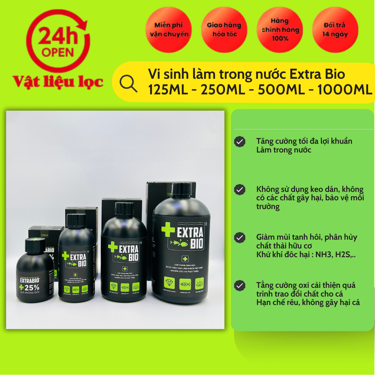 Men Vi Sinh Extra Bio làm trong nước bể cá - ExtraBio cao cấp cho cá cảnh