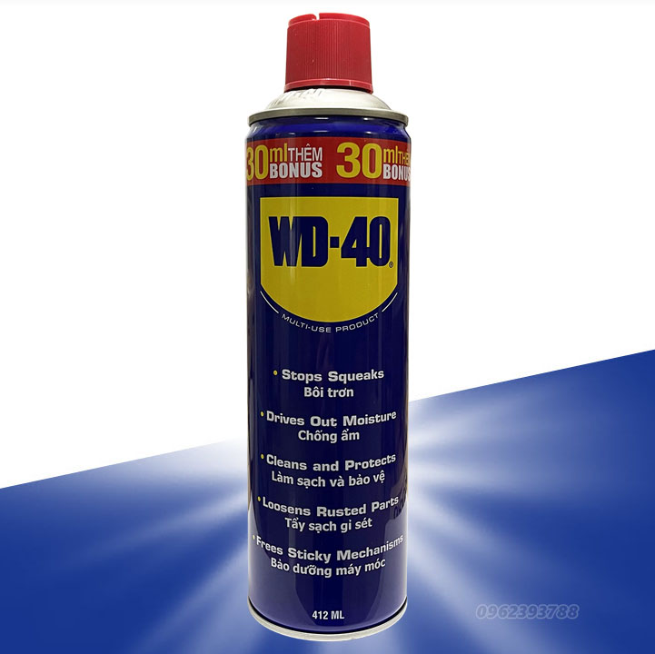Dầu chống rỉ WD40 bôi trơn chống sét bảo trì đa ứng dụng - chai 412ml