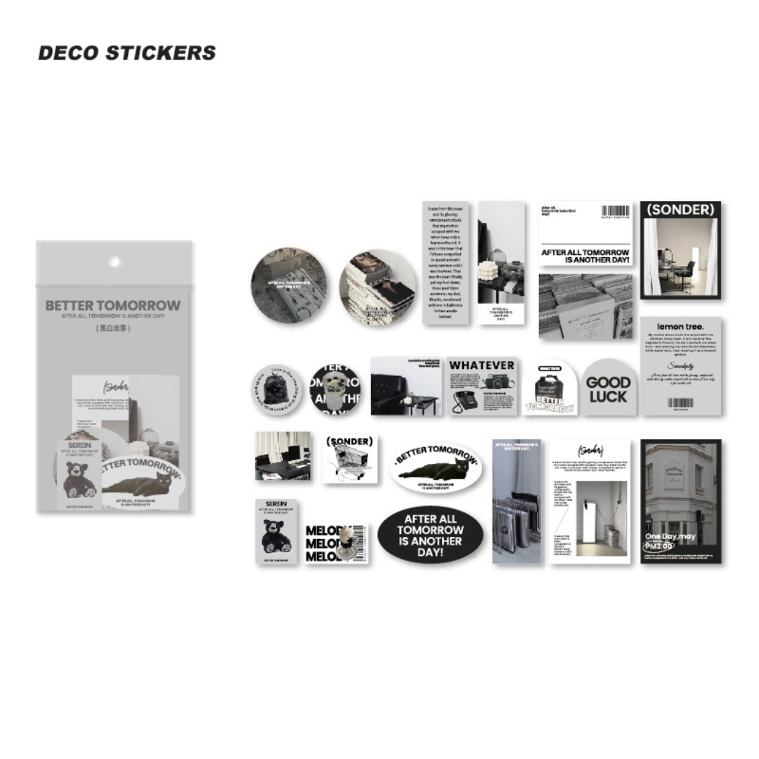 Stickers - Set 46 Nhãn Dán Better Tomorrow Nhiều Mẫu & Kích Thước Khác Nhau Trang Trí Bullet Journals