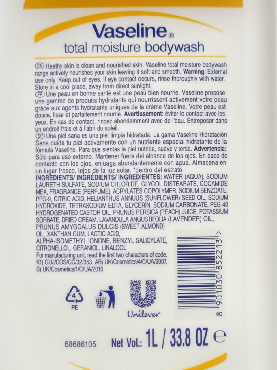 Sữa Tắm Dưỡng Ẩm Vaseline Total Moisture 1000ml