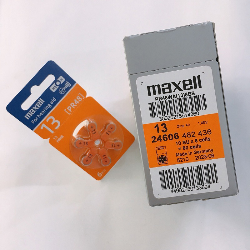 Pin máy trợ thính Maxell  PR48 ( Pin 13 ) 1,45V Hàng chính hãng