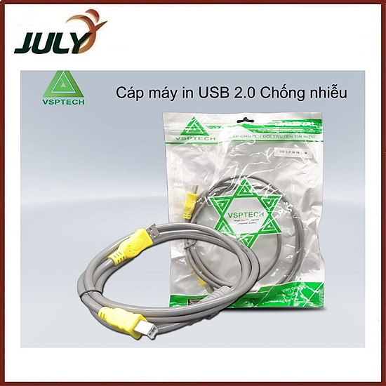 USB 2.0 VSPTECH printer cable (Gray WIRE) 1M5, 3M, 5M, 10 Meters
