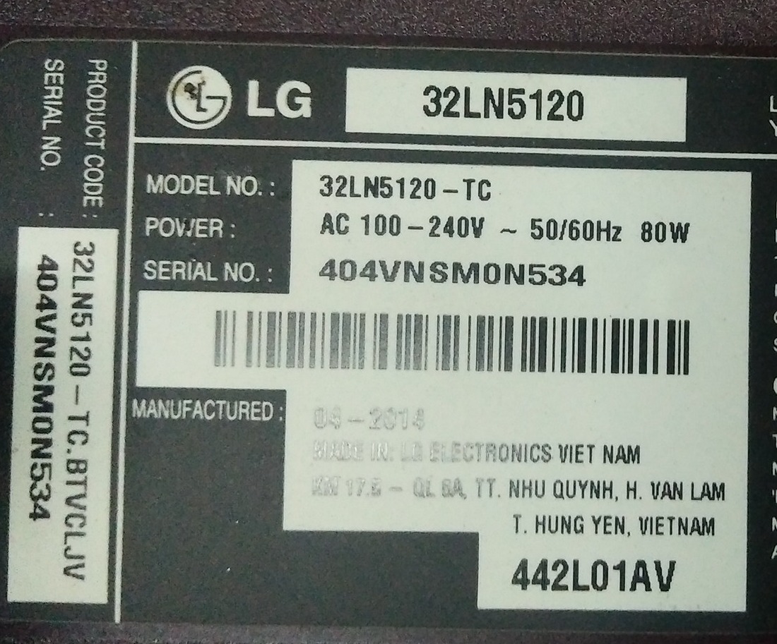 Bo mạch 32LB530, 32LN5110, 32LN5120