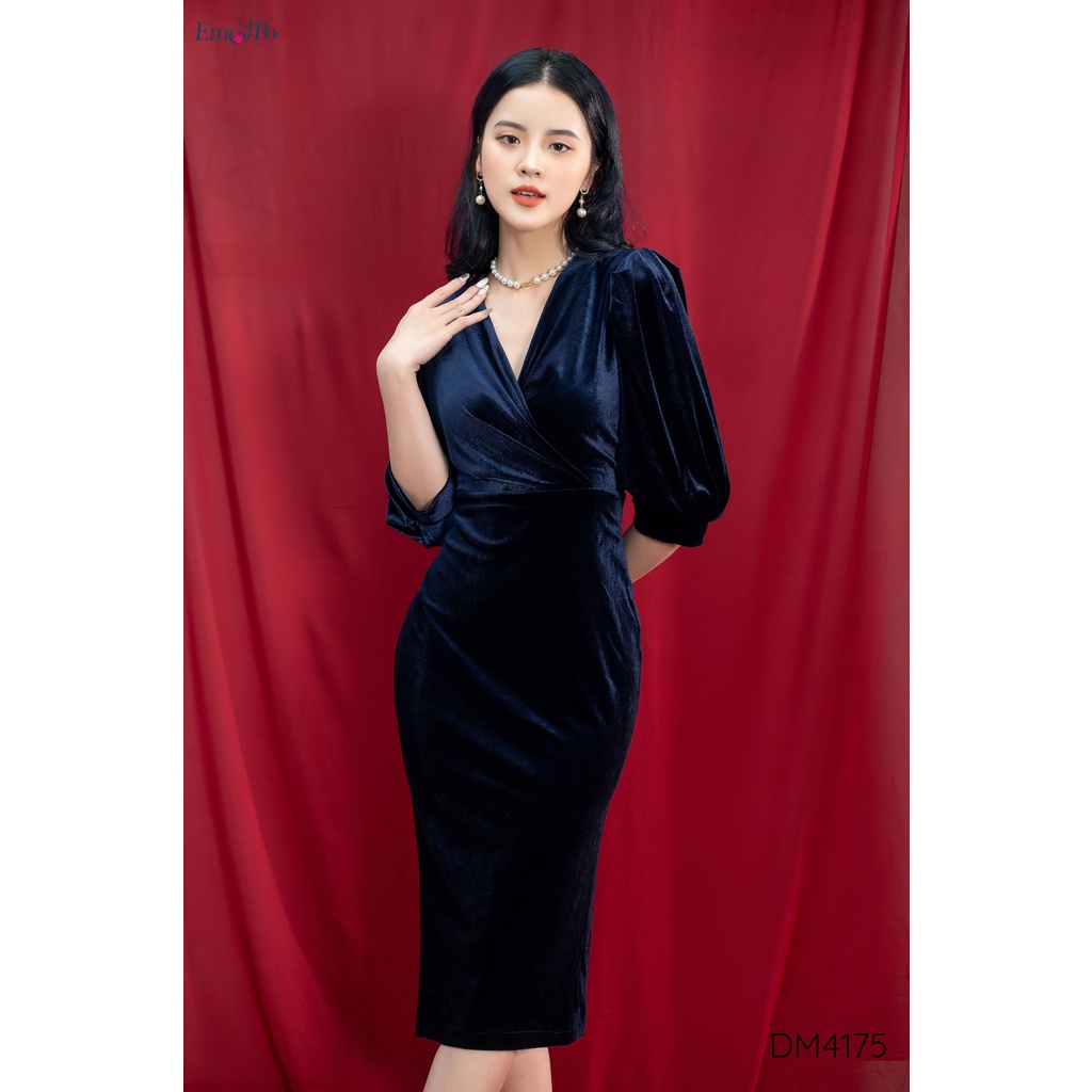 Đầm Nhung, Cổ V Tay Lỡ Emspo Dm4175