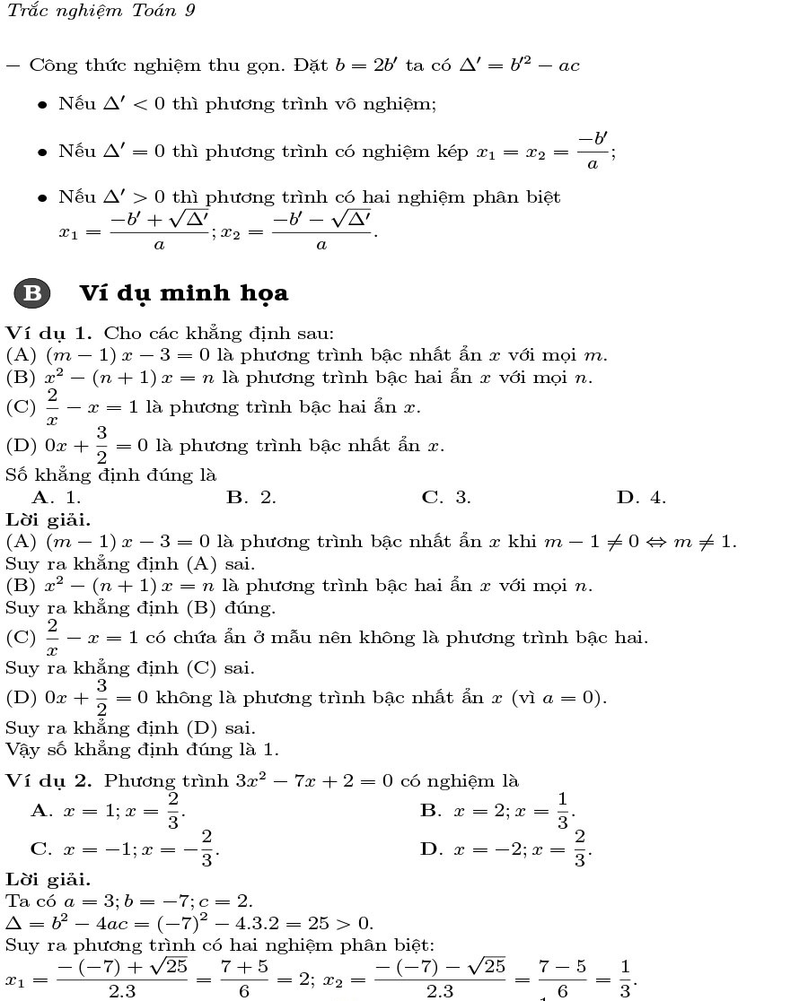 SÁCH TRẮC NGHIỆM TOÁN 9