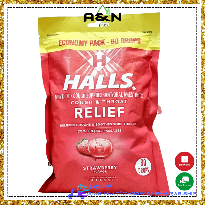 Kẹo ngậm halls hương dâu 80 viên - hàng mỹ