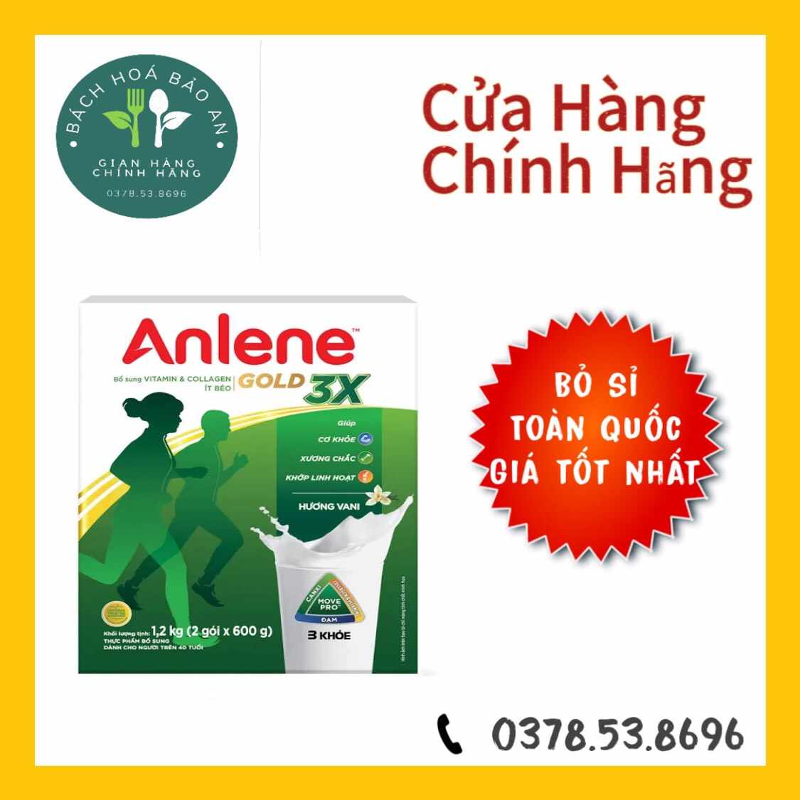 Sữa bột Anlene Gold Movepro 3X Vani 1,2 Kg