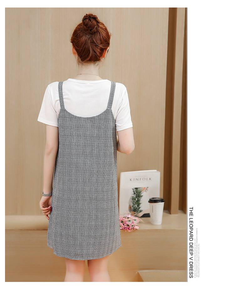 Sét Yếm Bầu Kẻ Xuông ( Kèm áo cotton trắng ) MYC_1053
