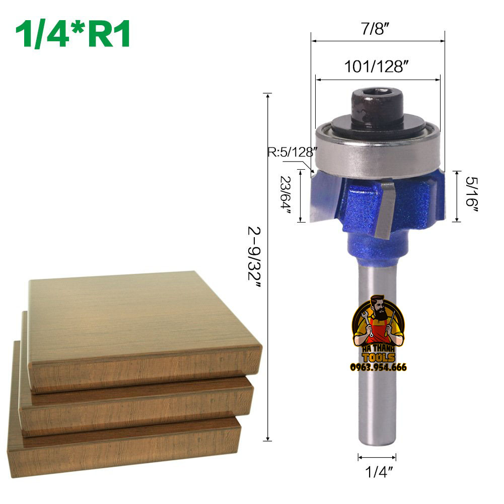 Mũi Gọt Cạnh Chỉ 4 Cánh - Cốt 6.35mm ( R1,R2,R3 )