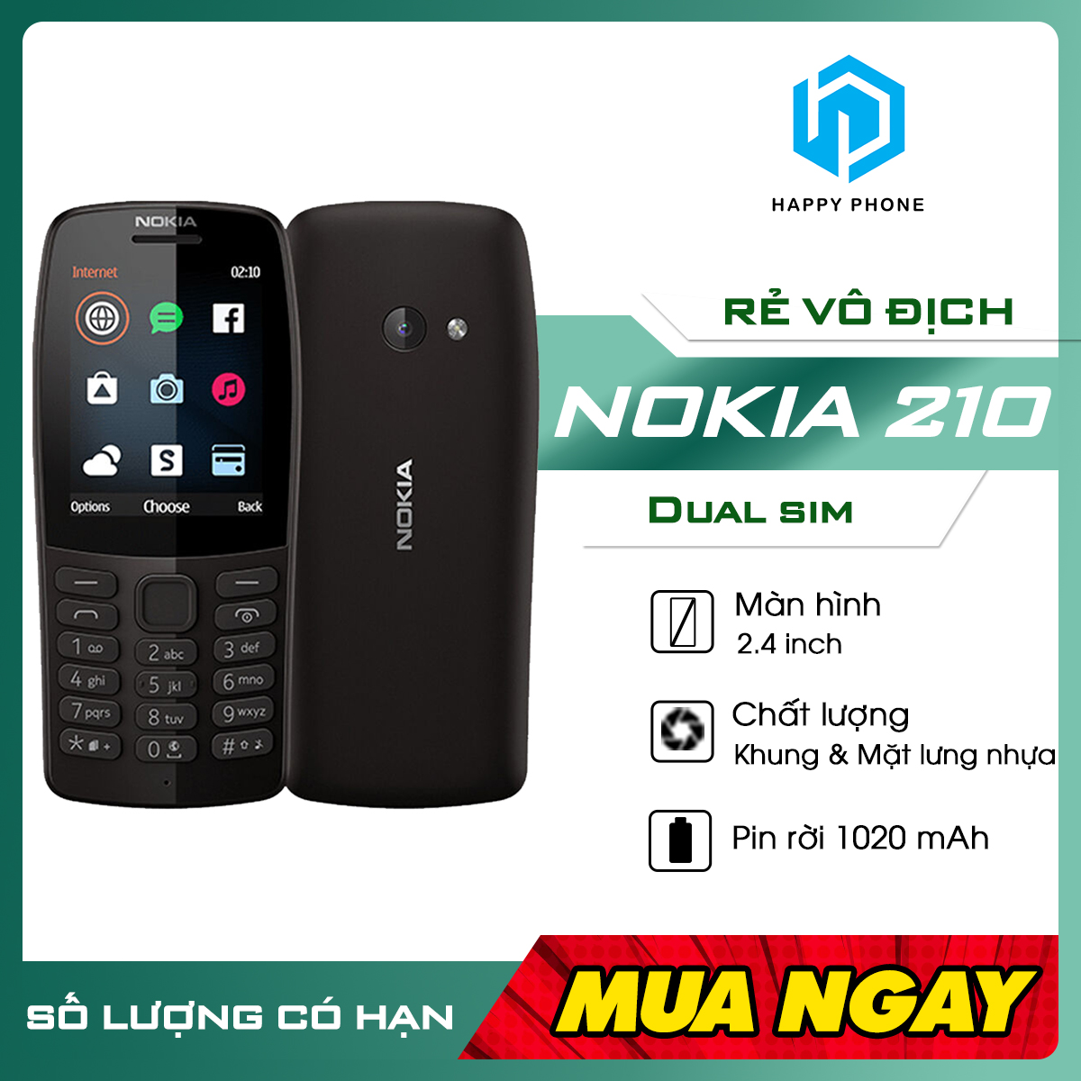 Điện Thoại Nokia 210 - Hàng Chính Hãng