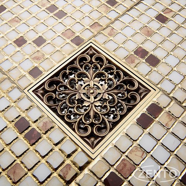 Thoát sàn chống mùi giả cổ 3D Zento ZT657 (10x10cm)