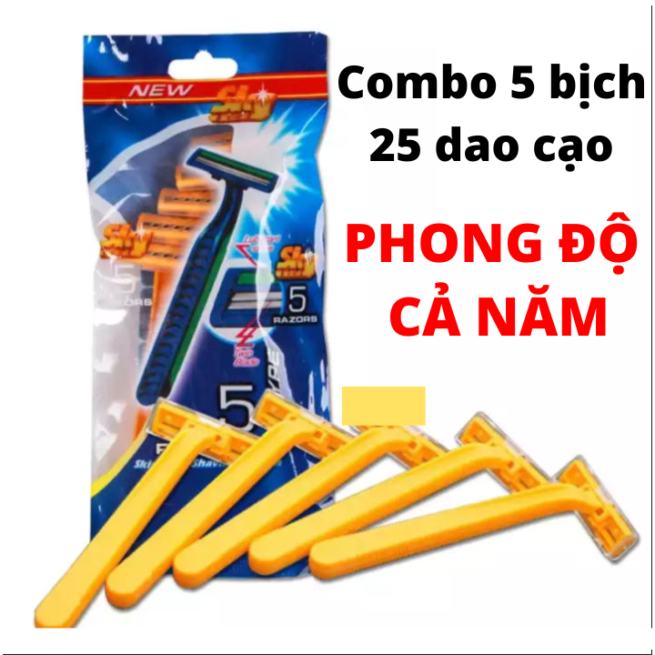 [combo 5 bịch 25 cây] Dao cạo râu razor lưỡi kép dùng cả năm
