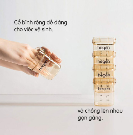 Bình trữ sữa Hegen PPSU nắp màu trắng