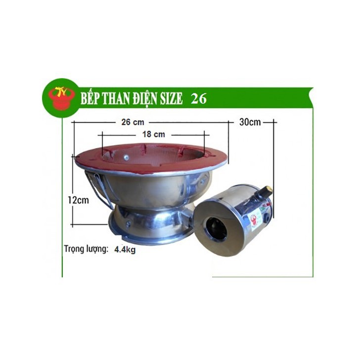 [HCM]Bếp than hoa quạt điện size 26cm Trí Việt