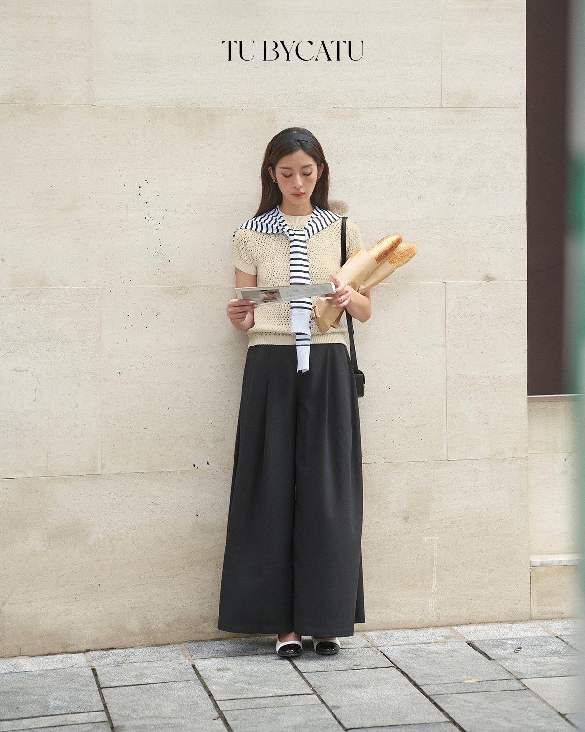 TUBYCATU | Áo len ren lỗ cổ tròn basic knit top nhiều màu