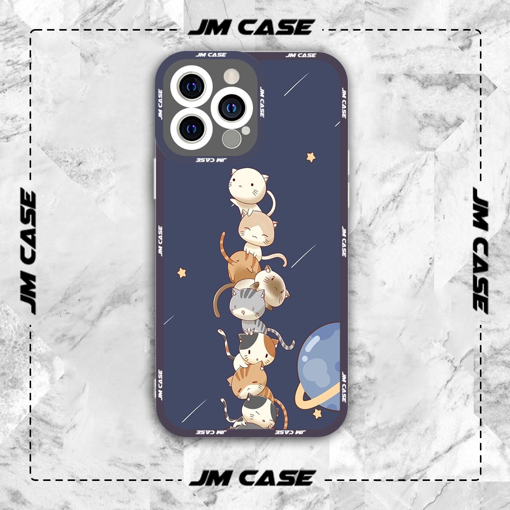 Ốp lưng iphone cạnh vuông JMCase Mèo Xếp Chồng Space Pattern /8plus/x/xs/11/12/pro/max/plus/promax