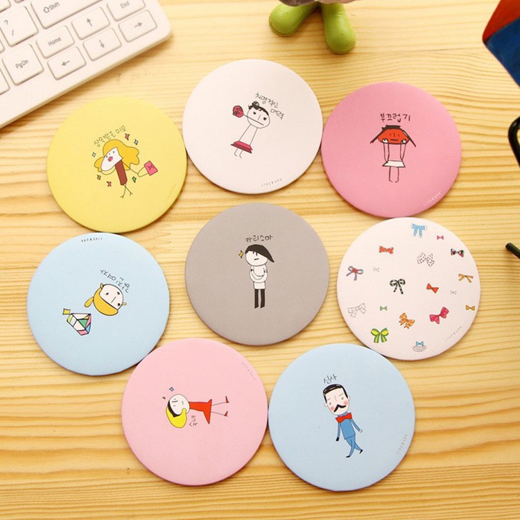 Gương cầm tay bỏ túi Hàn Quốc mini siêu cute viền kim loại, Gương mini