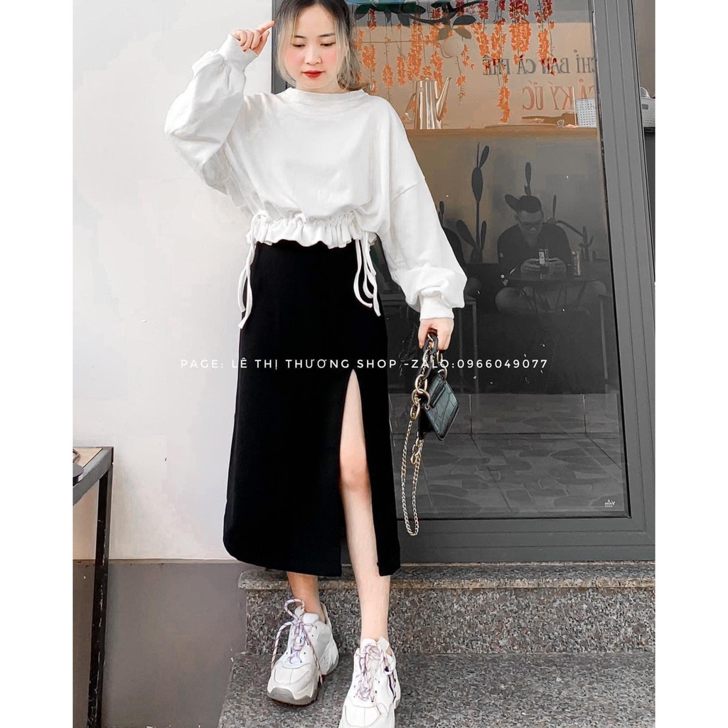 ÁO CROPTOP TAY PHỒNG RÚT DÂY
