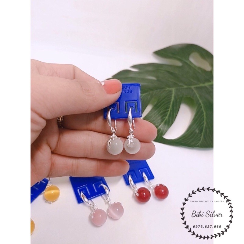 BÔNG TAI MÓC CÂU ĐỦ MÀU THEO MỆNH - Shop bạc BiBi cam kết bạc chuẩn, chất lượng, kèm bảo hành
