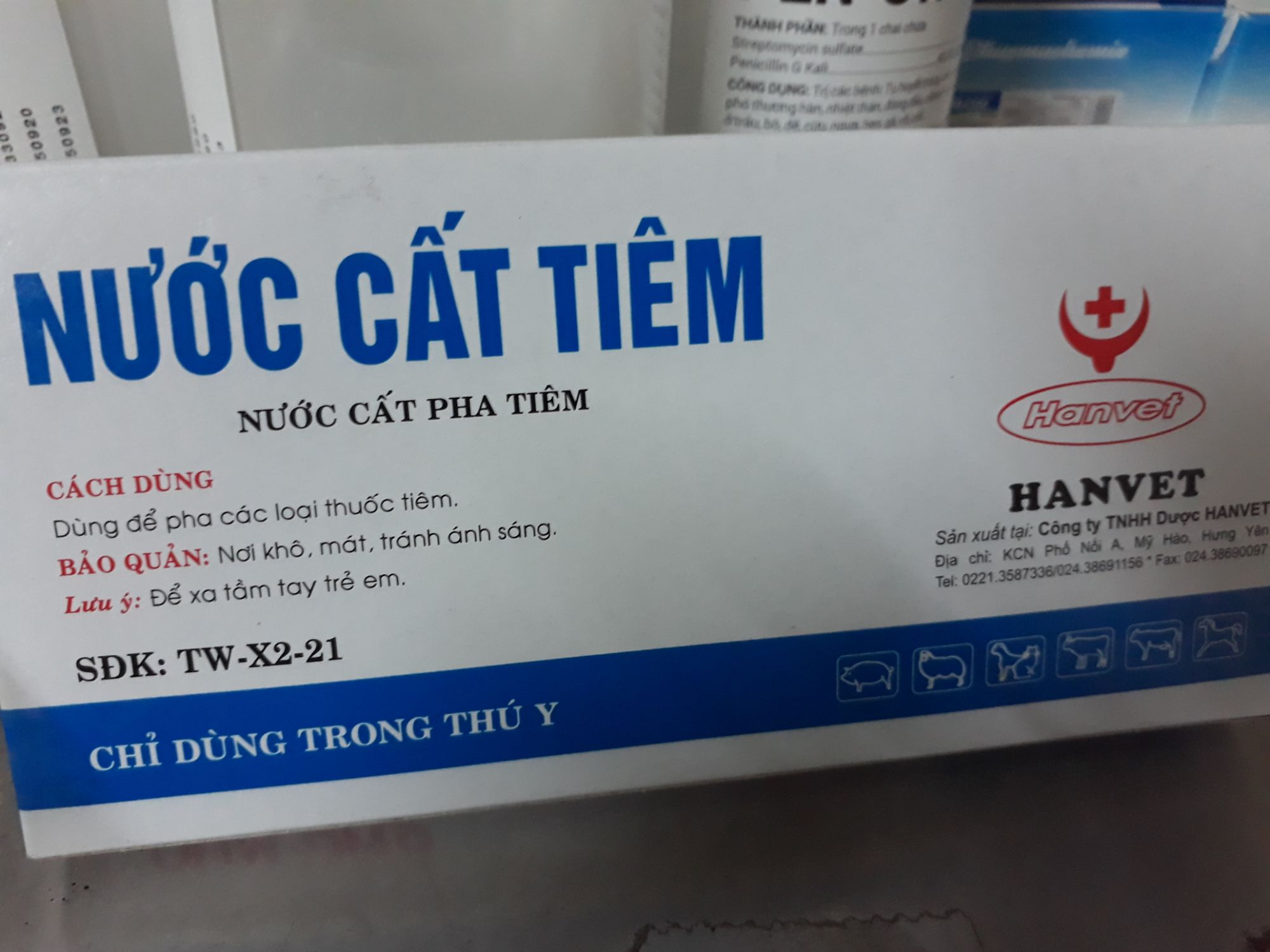 nước cất dùng pha tiêm thú 20 ống5cc