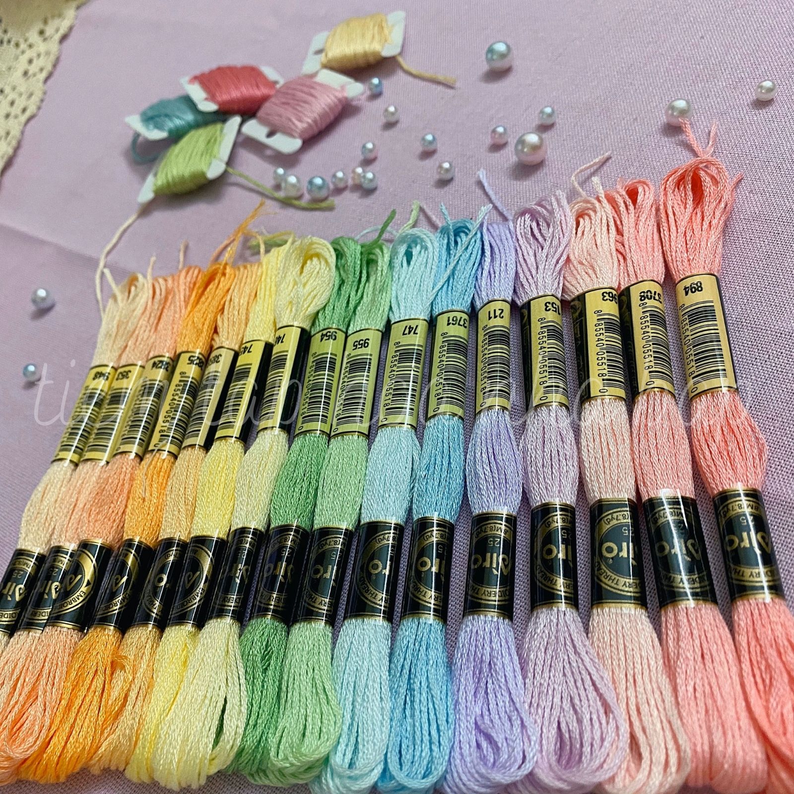 Set Chỉ Thêu Airo 16 Màu Tông Pastel