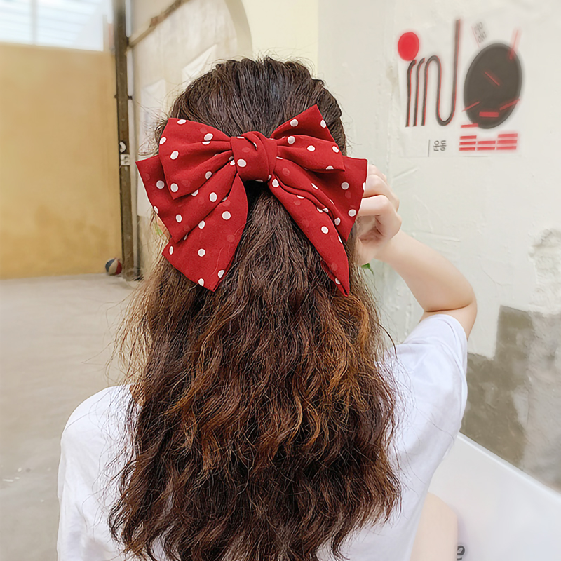 [HCM]Kẹp tóc nữ Phối thắt nơ Chấm bi CUTE - KAShop