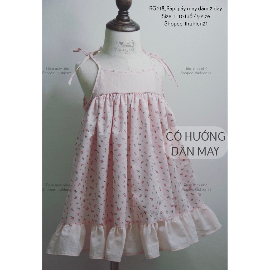RG218_RẬP GIẤY May Đầm 2 Dây Cho Bé