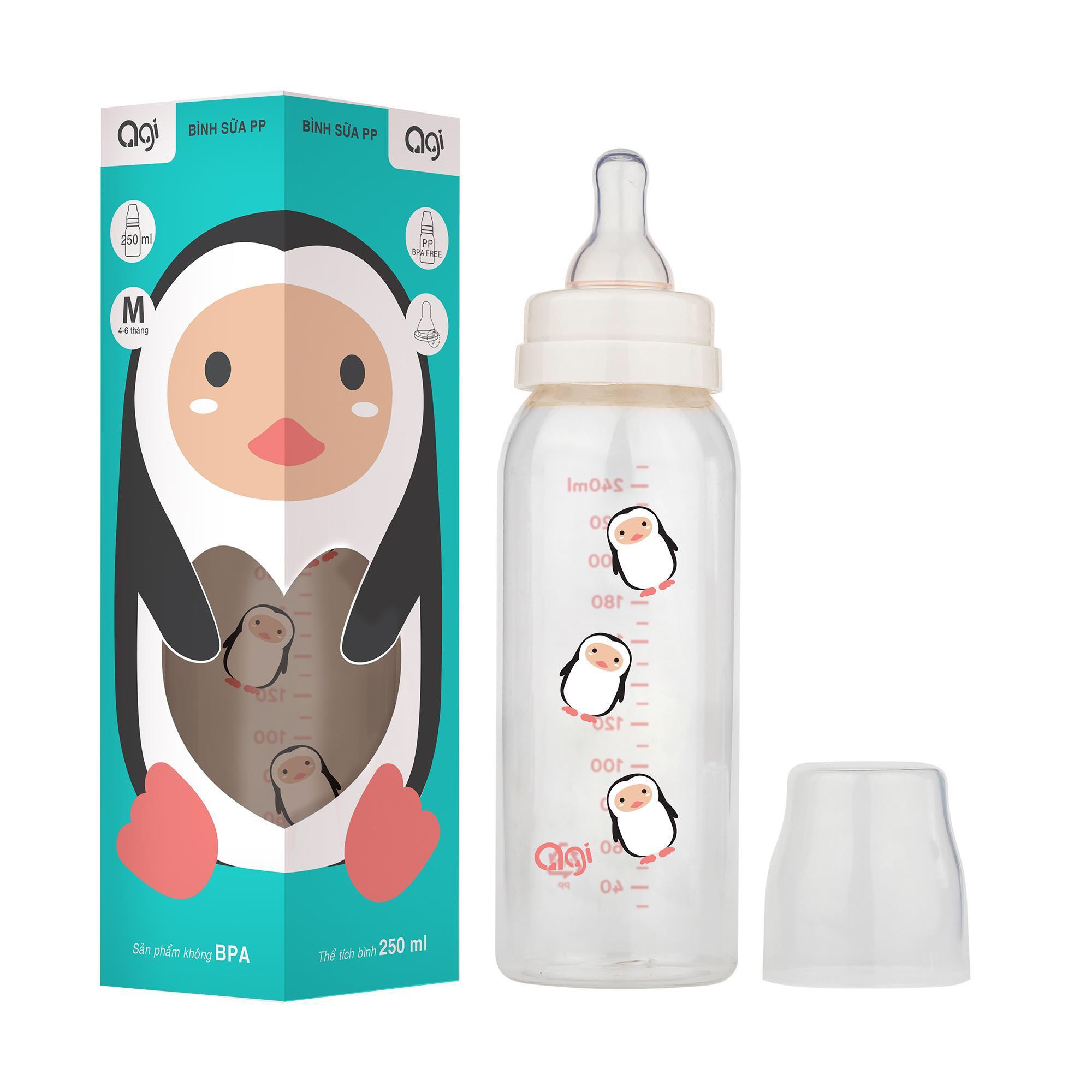 [HCM]BÌNH SỮA AGI 240ML CÓ VAN CHỐNG SẶC