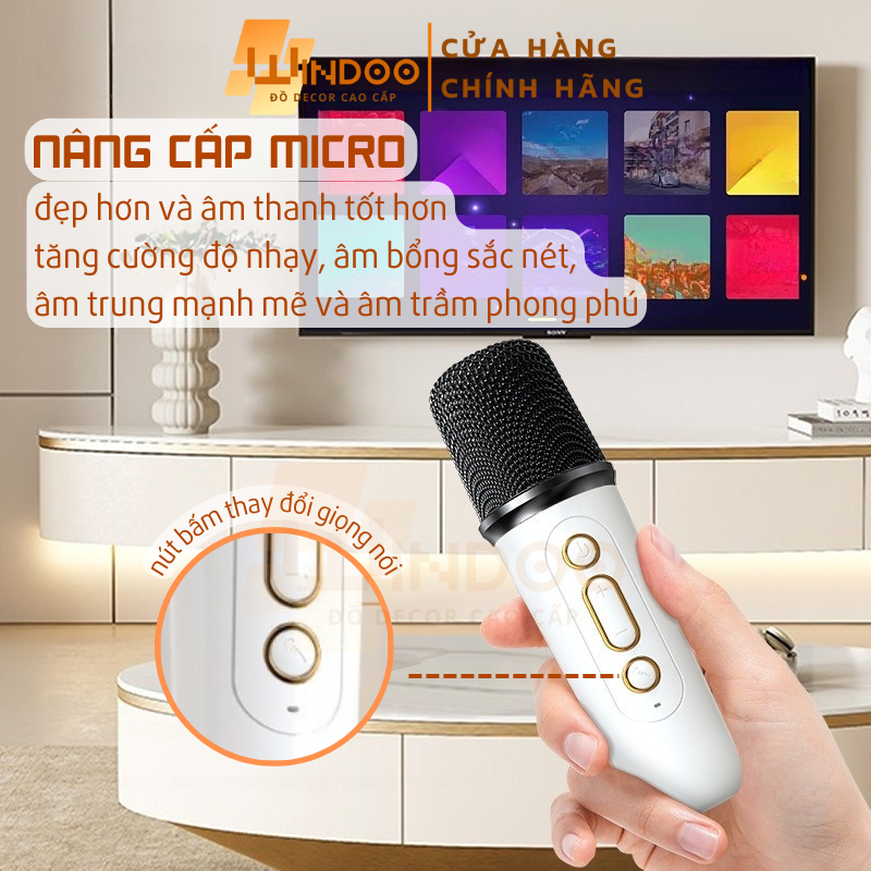Loa bluetooth karaoke âm thanh chất lượng cao bass mạnh pin khoẻ tặng kèm mic hát