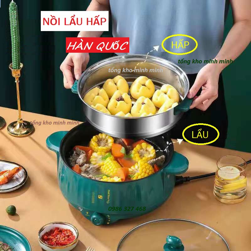 Nồi Lẩu Điện 28cm Kèm Xửng Hấp