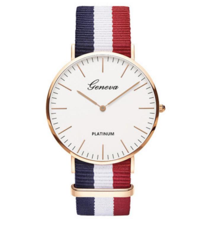 Đồng hồ dây vải  UNISEX ANCOM GL (Xanh phối đỏ)