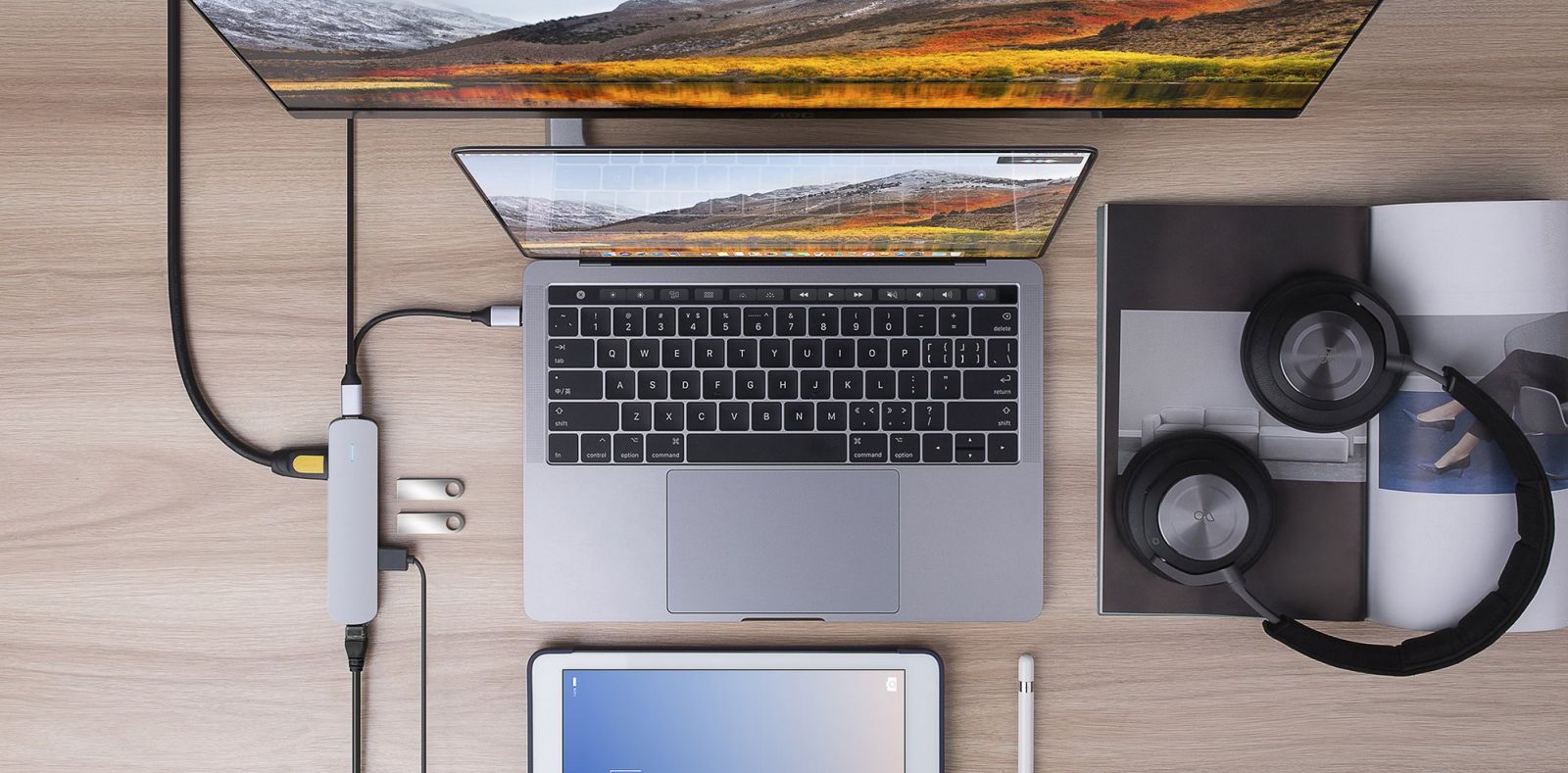 Cổng chuyển HyperDrive 4K HDMI 6-IN-1 USB-C HUB (tặng kèm bút cảm ứng )