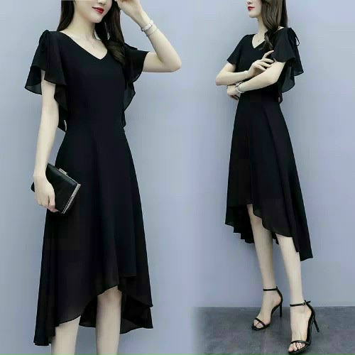 ĐẦM VOAN ĐEN KIỂU DÁNG THANH LỊCH DỊU DÀNG - TH