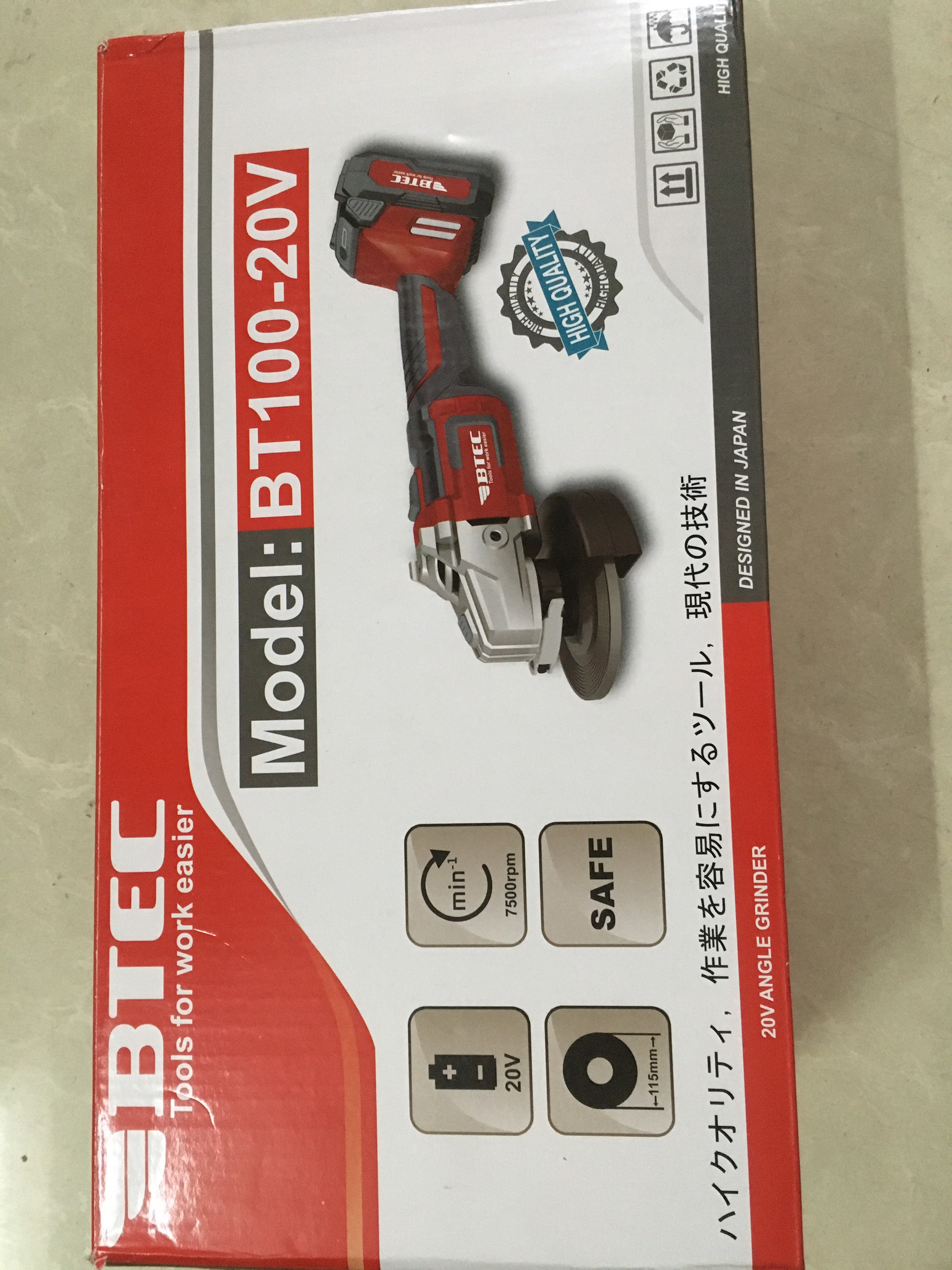 [HCM]MÁY MÀI GÓC 100MM DÙNG PIN 20V BTEC BT100-20V (1 PIN 1 SẠC)