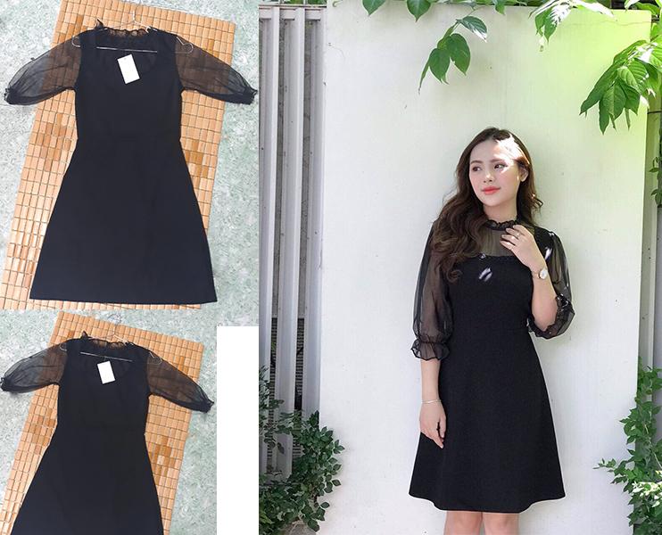 [HCM]Đầm Thun Cát Hàn Phối Lưới ML5281