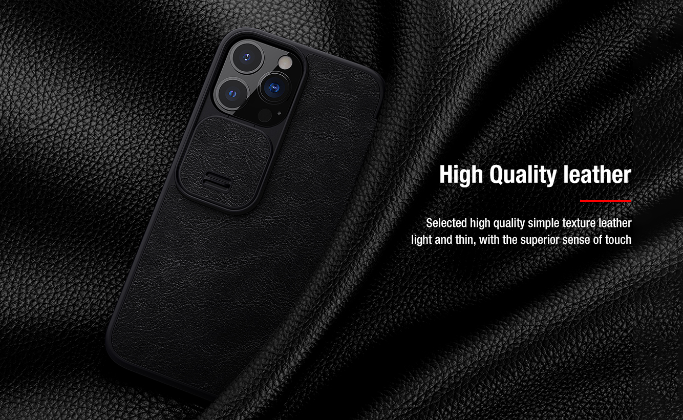 Bao da iPhone 14 Pro/ 14 Pro Max/ iPhone 13 Pro Max hiệu Nillkin Qin (Hàng chính hãng)