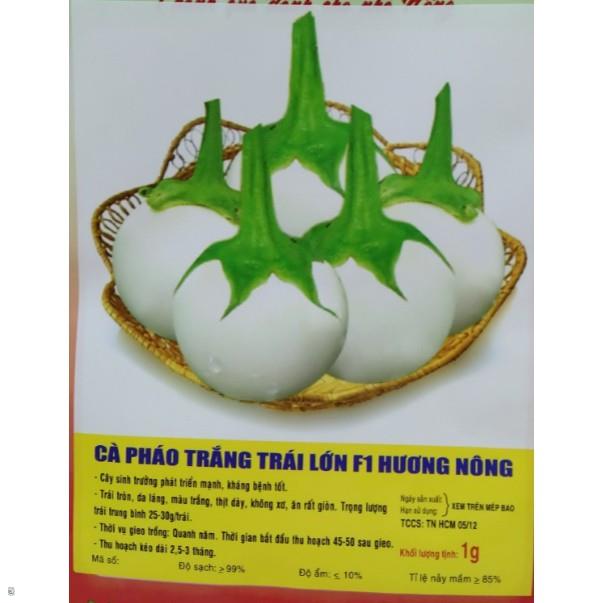 Hạt giống cà pháo trắng trái lớn f1 - gói 1 gram