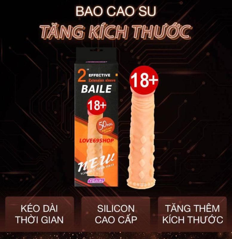 Bao cao su đôn dên Gân Gai tăng kích thước Baile cao cấp Silicon siêu mềm - Dùng nhiều lần_1 nhập khẩu